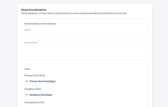 Creative- und Text-Vorlagen
