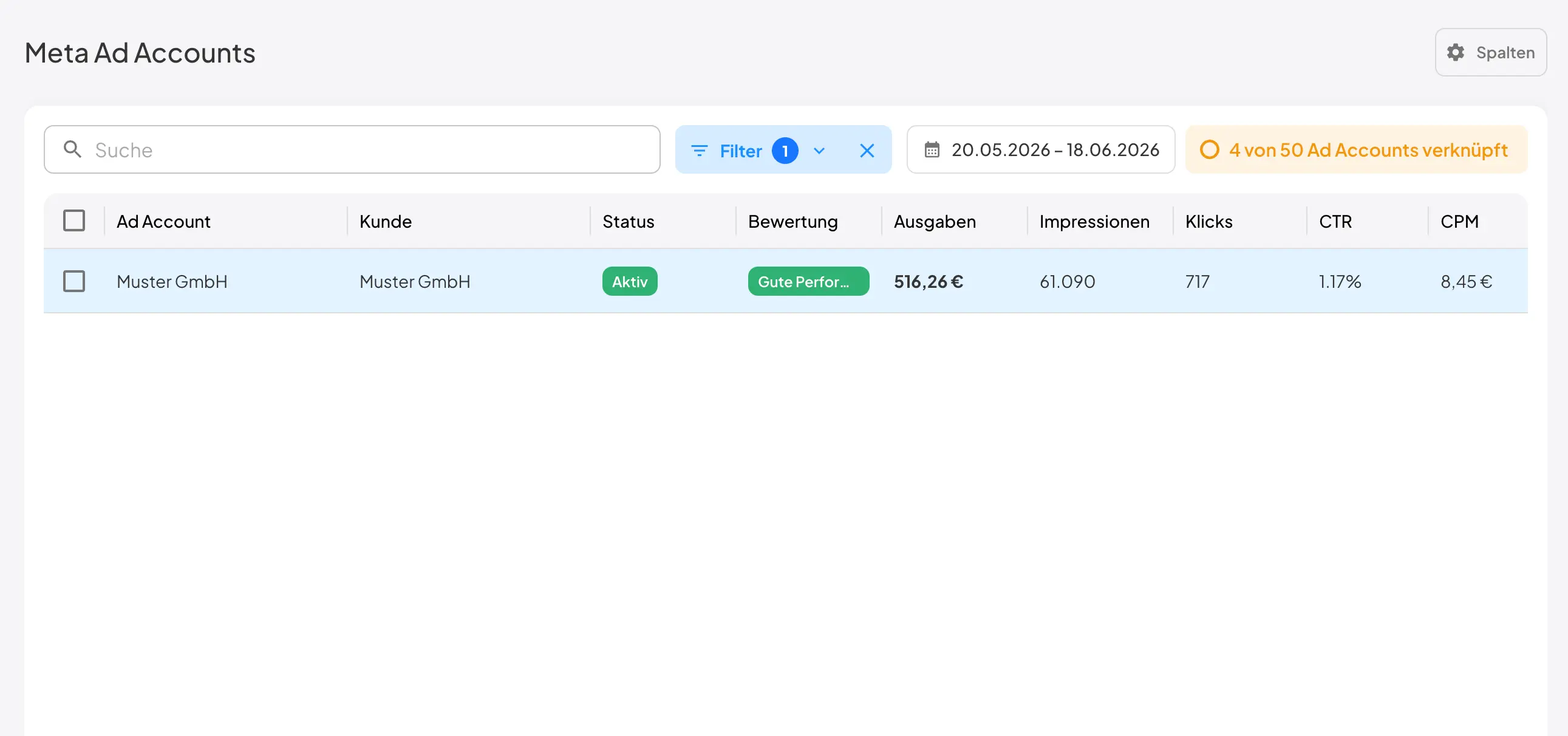 Account-Performance direkt vergleichen